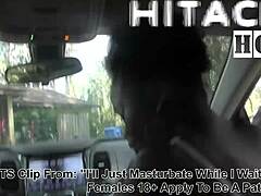rina arems just plays with hitachi wand in car while waiting! 😏