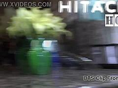 rina arems just plays with hitachi wand in car while waiting! 😏