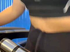Post-Workout Chick Gets Pussy Licked In Crowded Bathroom