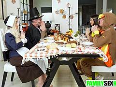 Step Family Gathers for Thanksgiving with Taboo Group Sex and Wild Fucking
