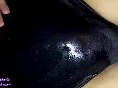 Exploring Deep Blue Swimsuit with Slick Lotion Application