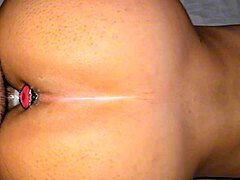 Doggystyle anal plug contrasts with interracial monster cock bending me over