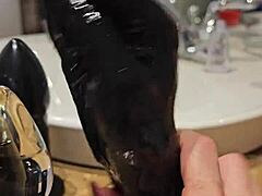 large sextoy stretches redhead slut in solo anal fuck session