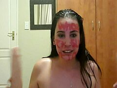 Hey, watch me punish myself with pissing and slapping while gagging!
