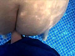 Sex in Water with Booty Babe Caught Masturbating in Pool