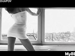 I stretch skinny milf Sierra's butthole roughly with my big black cock while fingering her.