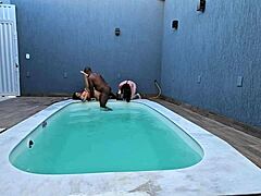 I’m obsessed with this interracial poolside creampie video