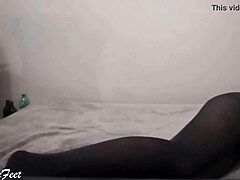 Her sexy legs in nylon drive me wild, especially Miley Grey's teasing fetish display.