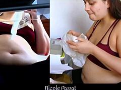 Chubby Latina BBW teases with belly and big ass
