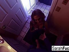 hey, you wanna watch pornstar sarah jessie suck cock and take a cumshot in the bathroom?