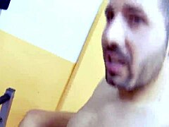 hey, watch this skinny blonde bitch get fucked in the fitness room