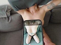 Cute teen with BIG NATURAL TITS gets hot cum facial.