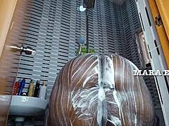 ebony nigerian couple gets wet in shower doggystyle action. mara exotic makes it steamy!