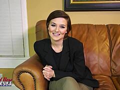 short haired kylie blows cock and swallows load