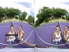 vr threesome fun with riley reid and melissa moore.
