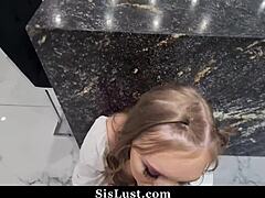 Petite 18+ Violet Cox catches stepbrother jerking off with her panties