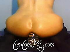 Hot big ass teen rides water bottle deep in tight asshole until cumshot explosion