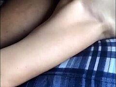Cuckold husband watches old Asian wife smashed by big black cock in interracial doggystyle and missionary.