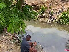 Outdoor Babe Gets Fucked Hard In The River Yard By Black Cock
