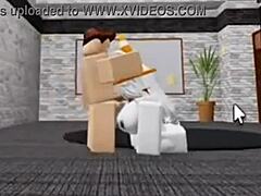 Slutty Roblox bunny girl sneaks into boys locker room and gets fucked hard