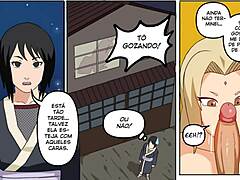 Naruto parody with Tsunade losing the game and giving up pussy in gangbang action