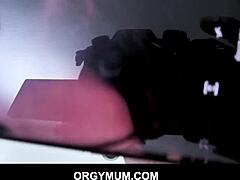the stepson sneaks into the bathroom where his stepmom is showering and blackmails her into a quick doggystyle fuck