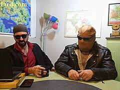 Skinny teen with small tits sucks cock during Scottish podcast interview. She fucks hard in New Zealand style from Steele Hard season 2 episode 1.