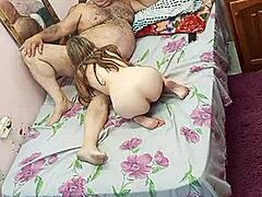 Muscular Bodybuilder Licks Hairy Armpit Of Sexy Young Girl In Lingerie
