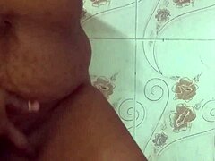 Horny cheating wife shows big boobs shaved pussy rubbing masturbating!