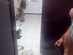 Housewife Shows New Lingerie to Technician for His Opinion!