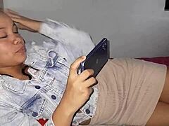 latina stepsister watching porn leads to a steamy bet and hot sex