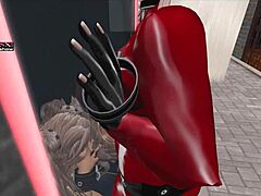 Shemale using girl in slut vendor in second life