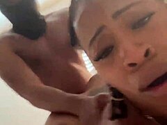 Does sexy busty ebony Marrijanee get oiled and fingered?