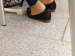shoeplay and dipping with tan nylons and flats feels so sensual