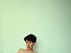 I'm so horny on this sunny day, masturbating my big cock till cum covers me