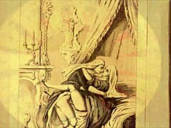 Vintage Erotic Illustration Shows Retro Antique Scenes with Sensual Details