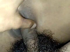 spreading open this pretty girl's tight shaved pussy and fucking until creampie explosion inside