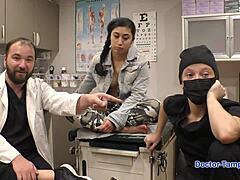Dr. Tampa conducts entrance physical for Jasmine Rose at university