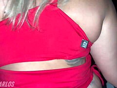 Young housewife with big tits experiences first gloryhole group sex with pierced nipples