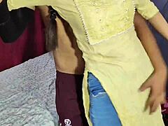 Indian girl in kurta salwar enjoys romantic sex with her boyfriend