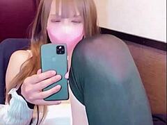 Crossdressing ladyboy makes prank call then masturbates in anal scene.