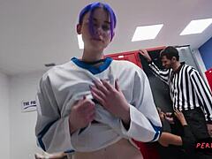 I was sneaking sex in the locker room but it went all wrong with her tits and blowjob