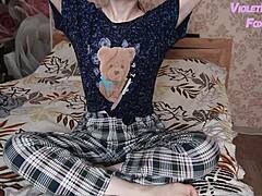 student plays with her tits and nipples until cumming