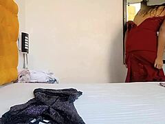 I grab my stepfather while he watches me try on clothes, ending with his cock in my pussy