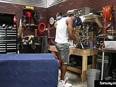 sara jay gets dick drilled by garage dudes