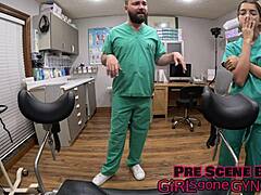 Spread for me! Doctors examine tanned ass!