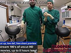 Spread for me! Doctors examine tanned ass!