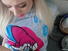 big cock fucks skinny blonde stepsister hard in kitchen