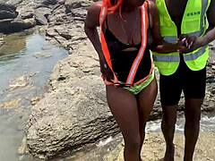 watch this big black dick contractor fuck curvy mercedes from the beach to the bathroom, humiliating her with orgasms