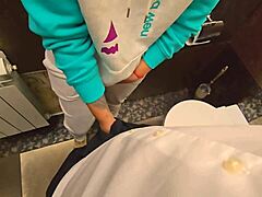 teacher cum in my panties in the school toilet, wet kinky public outdoor creampie thong pov?